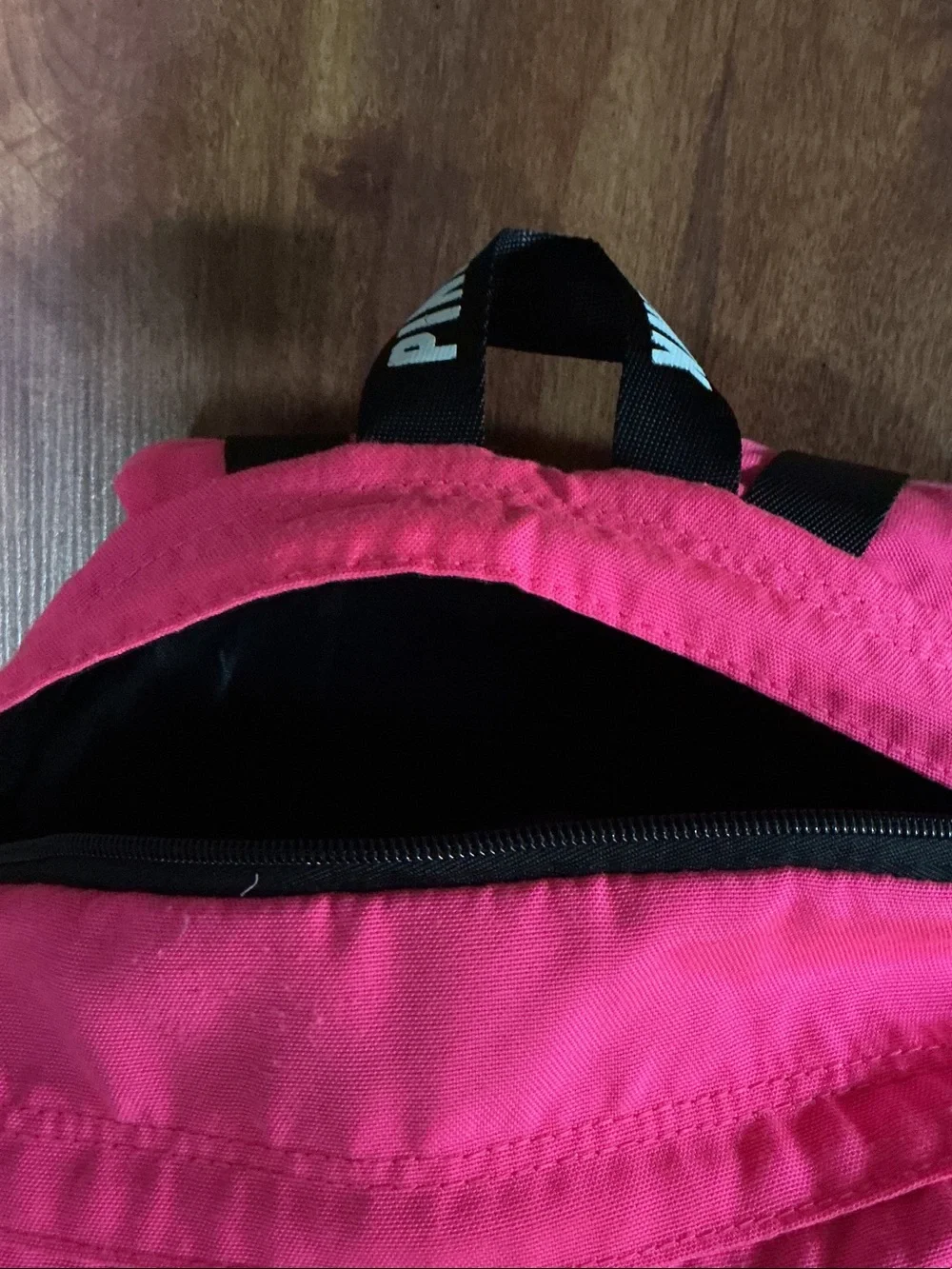 PINK Victoria's Secret Hot Pink and Black Backpack used